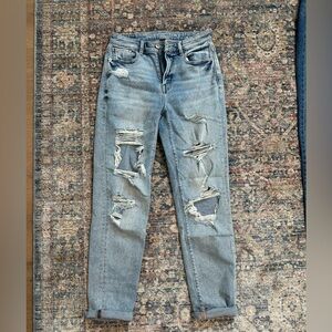 American Eagle Outfitters Ripped Light Blue Mom Jeans